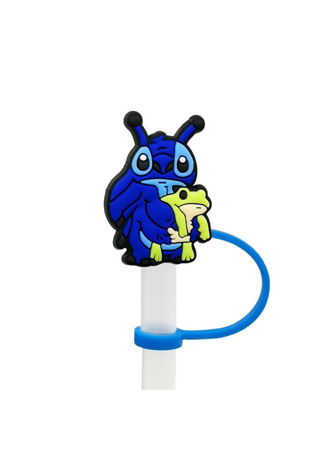 8Pcs/Set Straw Covers Cap for Stanley Cup 30&40 Oz,Lilo & Stitch Silicone Straw Topper,with Handle 10mm 0.4in Dust-Proof Reusable Straw Tips Lids(Lilo & Stitch②)