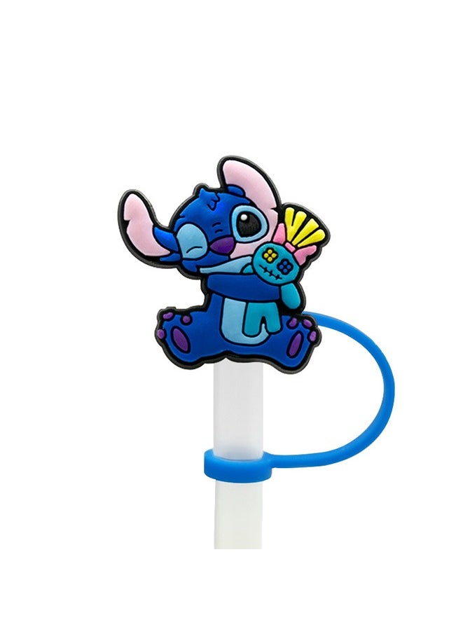8Pcs/Set Straw Covers Cap for Stanley Cup 30&40 Oz,Lilo & Stitch Silicone Straw Topper,with Handle 10mm 0.4in Dust-Proof Reusable Straw Tips Lids(Lilo & Stitch②)