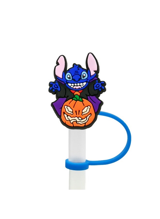 8Pcs/Set Straw Covers Cap for Stanley Cup 30&40 Oz,Lilo & Stitch Silicone Straw Topper,with Handle 10mm 0.4in Dust-Proof Reusable Straw Tips Lids(Lilo & Stitch②)