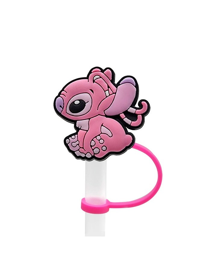 8Pcs/Set Straw Covers Cap for Stanley Cup 30&40 Oz,Lilo & Stitch Silicone Straw Topper,with Handle 10mm 0.4in Dust-Proof Reusable Straw Tips Lids(Lilo & Stitch②)