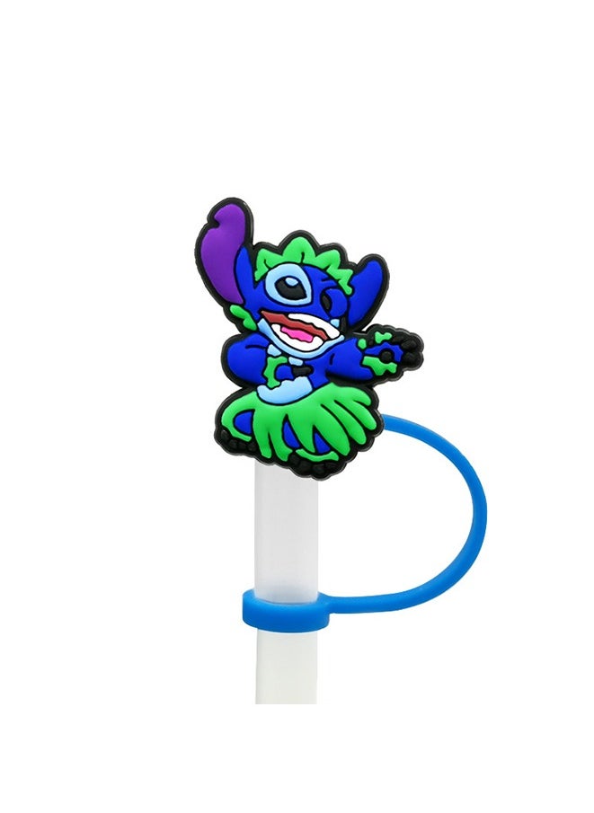 8Pcs/Set Straw Covers Cap for Stanley Cup 30&40 Oz,Lilo & Stitch Silicone Straw Topper,with Handle 10mm 0.4in Dust-Proof Reusable Straw Tips Lids(Lilo & Stitch②)