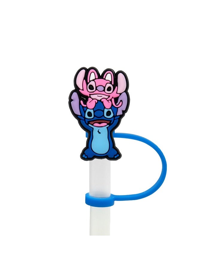 8Pcs/Set Straw Covers Cap for Stanley Cup 30&40 Oz,Lilo & Stitch Silicone Straw Topper,with Handle 10mm 0.4in Dust-Proof Reusable Straw Tips Lids(Lilo & Stitch②)