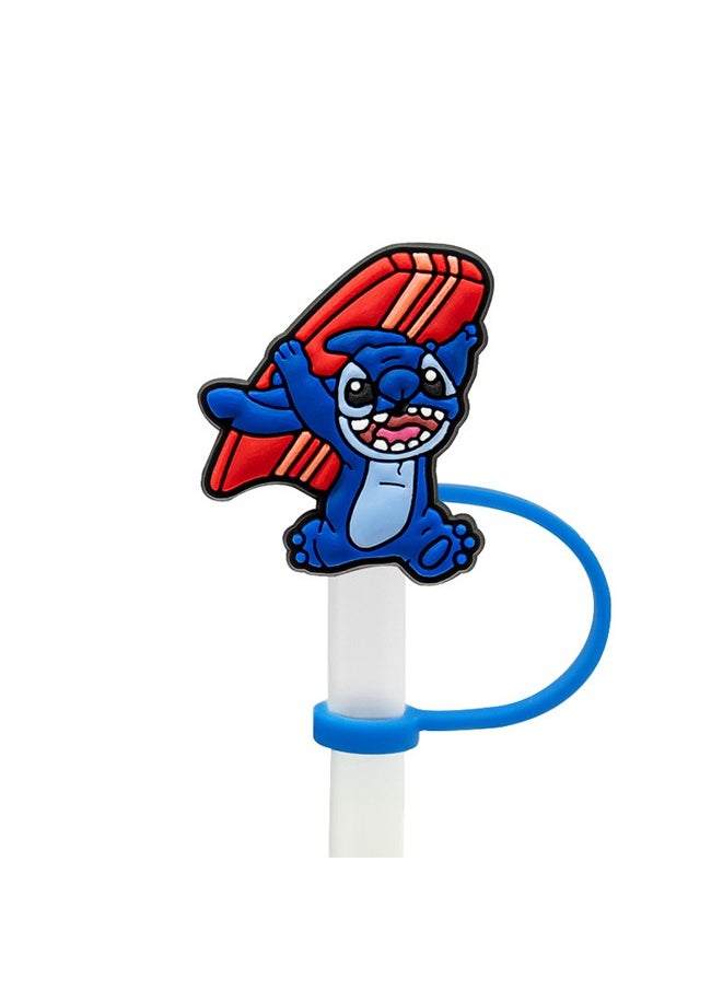 8Pcs/Set Straw Covers Cap for Stanley Cup 30&40 Oz,Lilo & Stitch Silicone Straw Topper,with Handle 10mm 0.4in Dust-Proof Reusable Straw Tips Lids(Lilo & Stitch②)