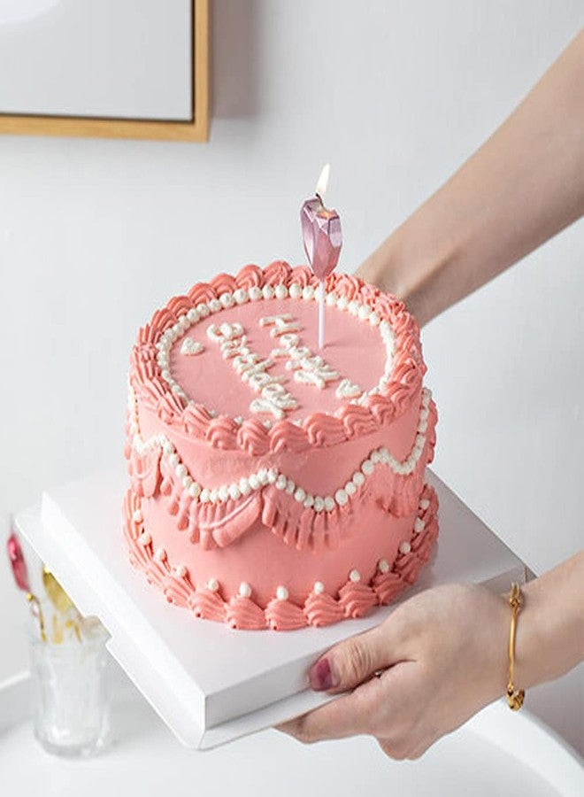 T-shin Love Heart Shaped Birthday Candle,Metallic Multicolor 3D Design Cake Candles,Creative Fun Long Thin Wedding Birthday Candles Set,Party Supplies,Cake Decoration (Rose Gold) - Image 2