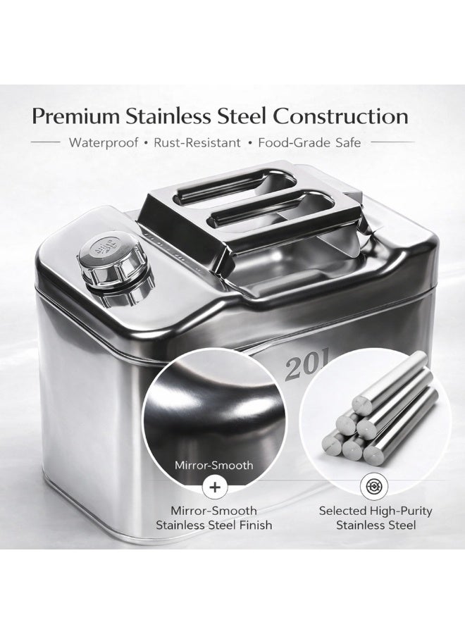 Manful Military Metal Jerry Can 20L Silver For Cars, Jeeps & Other Vehicles - Image 2