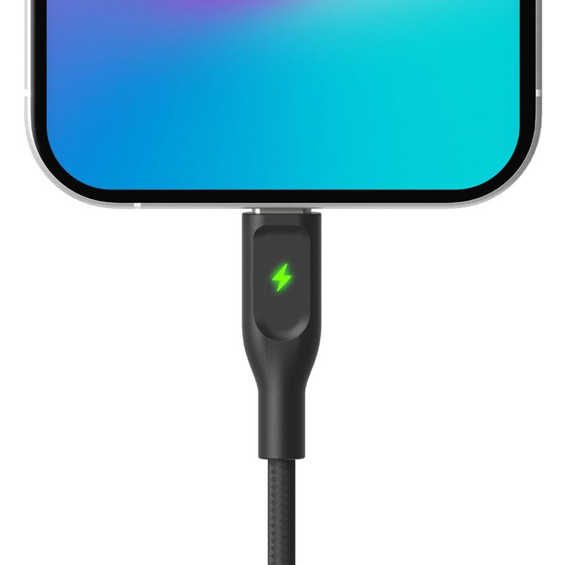 POUT ElectroBoost Thunderbolt LED 100W PD 3.0 USB-C to USB-C Cable â€“ Nylon-Braided Fast Charging & Data Cable with Real-Time LED Status Indicator, E-Marker Chip, 480Mbps Transfer â€“ 4ft, Phantom Black - Image 5