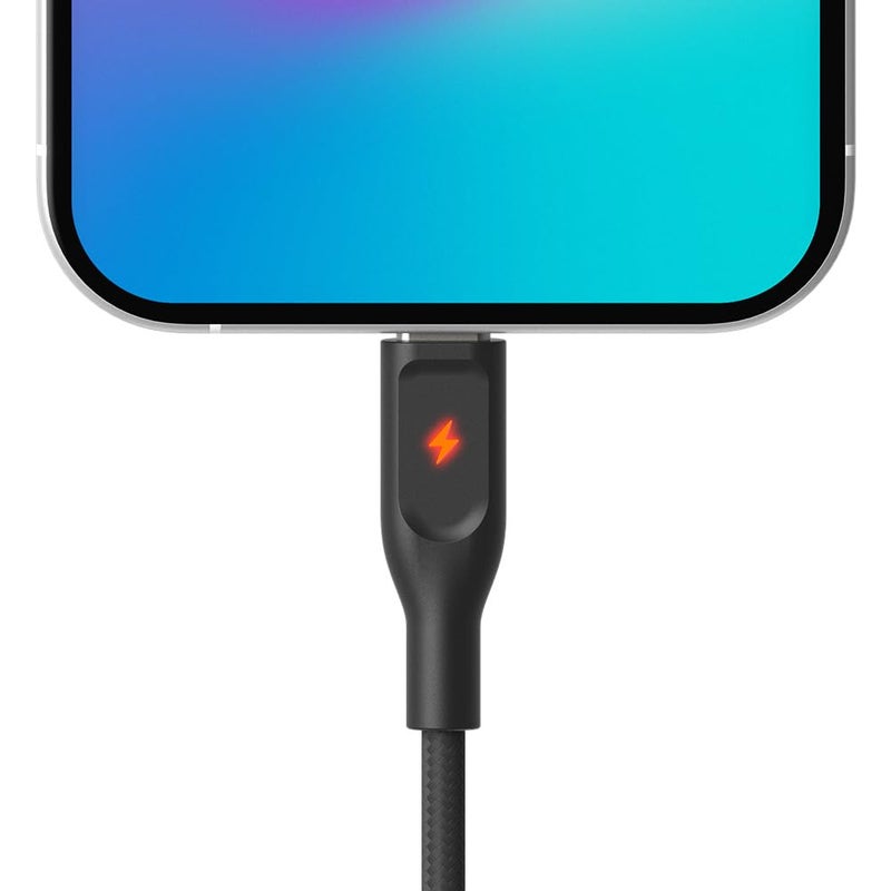 POUT ElectroBoost Thunderbolt LED 100W PD 3.0 USB-C to USB-C Cable â€“ Nylon-Braided Fast Charging & Data Cable with Real-Time LED Status Indicator, E-Marker Chip, 480Mbps Transfer â€“ 4ft, Phantom Black - Image 4