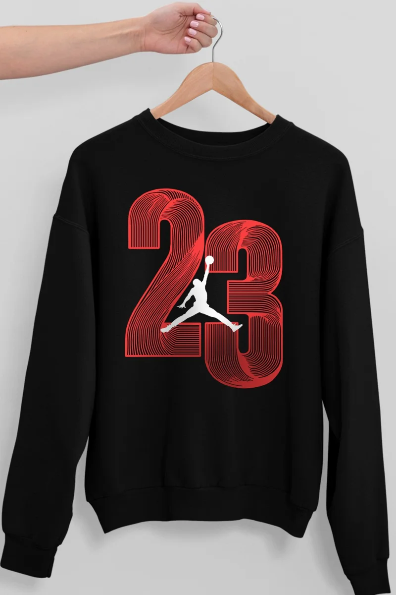 Rock&Roll Twenty Three Crew Neck Thick Oversize Black Women's Sweatshirt