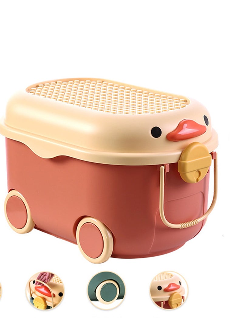 CityRiya-Long Kids Toy Storage Box Children Toy Box Large Storage Bin Rolling Storage Organizer/Basket/Trunk for Kids Clothes Toys Storage Cube Home Chest Toy Storage Organizer Container with Wheels for Kids  - Image 1