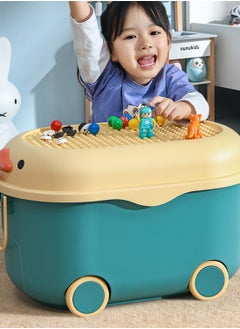 CityRiya-Long Kids Toy Storage Box Children Toy Box Large Storage Bin Rolling Storage Organizer/Basket/Trunk for Kids Clothes Toys Storage Cube Home Chest Toy Storage Organizer Container with Wheels for Kids  - Image 4