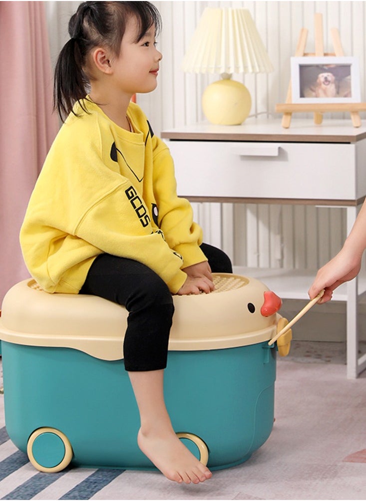 CityRiya-Long Kids Toy Storage Box Children Toy Box Large Storage Bin Rolling Storage Organizer/Basket/Trunk for Kids Clothes Toys Storage Cube Home Chest Toy Storage Organizer Container with Wheels for Kids  - Image 5