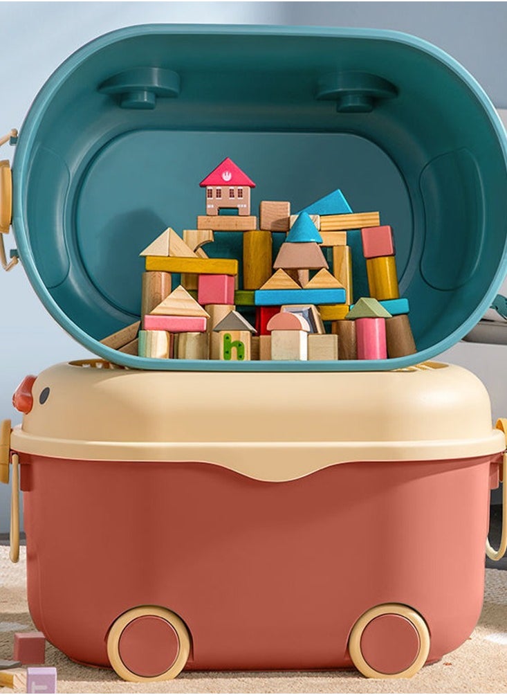 CityRiya-Long Kids Toy Storage Box Children Toy Box Large Storage Bin Rolling Storage Organizer/Basket/Trunk for Kids Clothes Toys Storage Cube Home Chest Toy Storage Organizer Container with Wheels for Kids  - Image 2