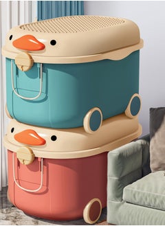 CityRiya-Long Kids Toy Storage Box Children Toy Box Large Storage Bin Rolling Storage Organizer/Basket/Trunk for Kids Clothes Toys Storage Cube Home Chest Toy Storage Organizer Container with Wheels for Kids  - Image 3