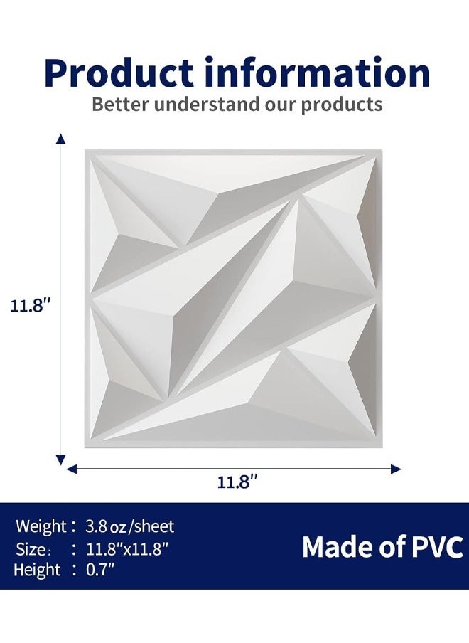 Generic 6/12Piece 3D Wall Panels, 3D Texture PVC Wallpaper, Diamond Design Decorative Wall Cover, Each 30x30cm,for Living Room Lobby Bedroom Wall Decor  - Image 2