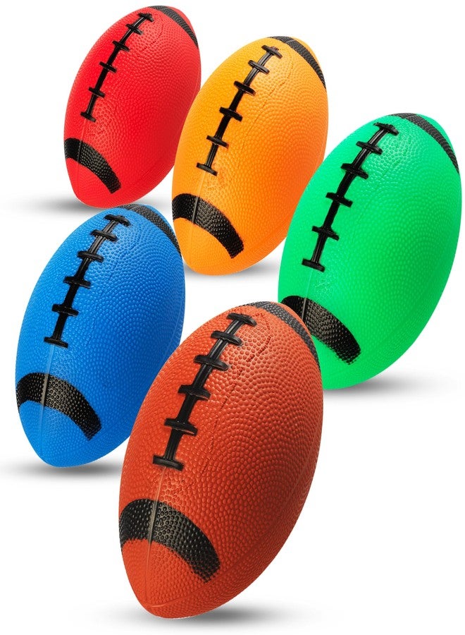 PlayBolt 6-Inch Mini Footballs for Kids (Pack of 5) - Inflatable PVC Football Toys for Boys & Girls w/ Hand Pump, Easy to Grip Small Sports Balls for Backyard, Recess, Party Favor, Indoor/Outdoor, Colorful - Image 1