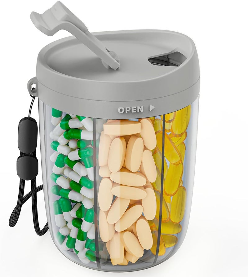 Large Supplement Organizer Bottle - 6 Compartment Pill Dispenser with Anti-Mixing Design and Stick-on Labels - Image 1