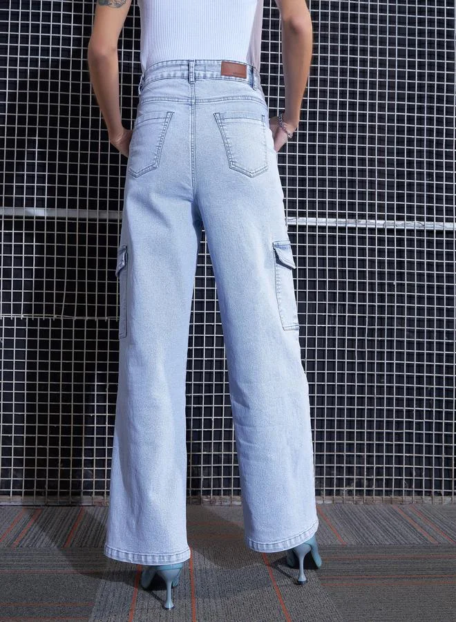 SASSAFRAS Cargo Straight Jeans with Belt Loops by Styli