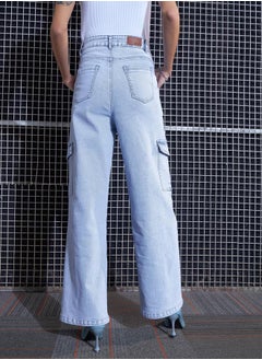 SASSAFRAS Cargo Straight Jeans with Belt Loops by Styli  - Image 5