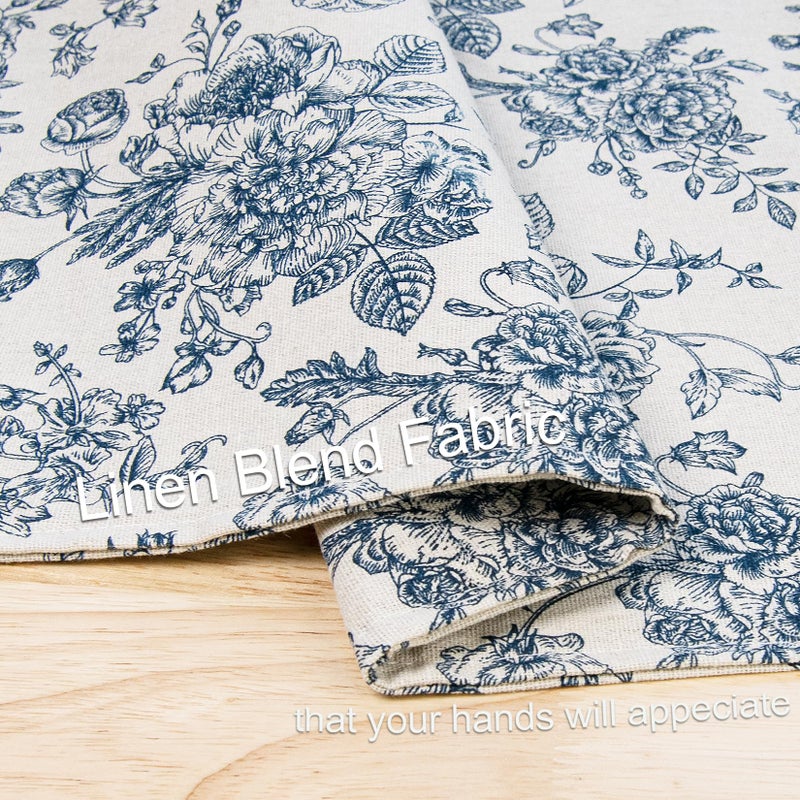 LOVOUS Blue Floral Fabric Placemats Set of 6, Linen Washable Table Placemats for Kitchen, Vintage Rectangular Place Mats for Dinning Wedding Holiday, 13 x 19 Inch - Image 3