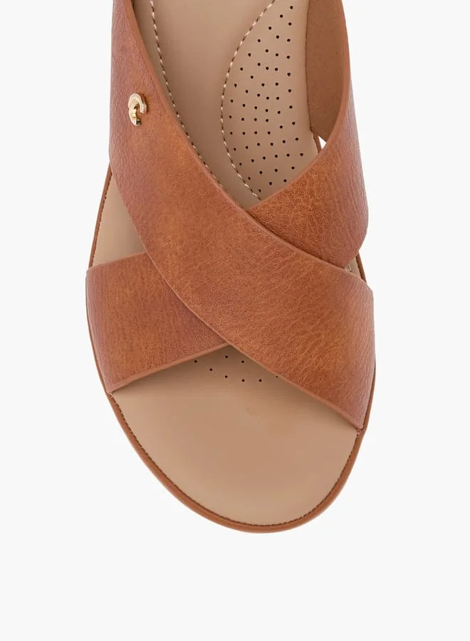 Le Confort Women Cross Strap Slip-On Sandals with Wedge Heels