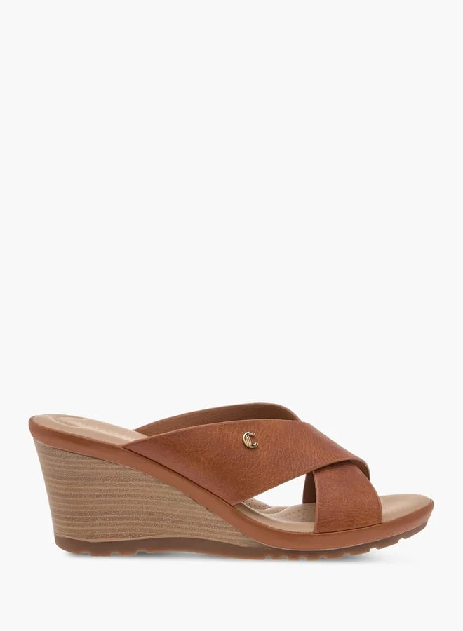 Le Confort Women Cross Strap Slip-On Sandals with Wedge Heels