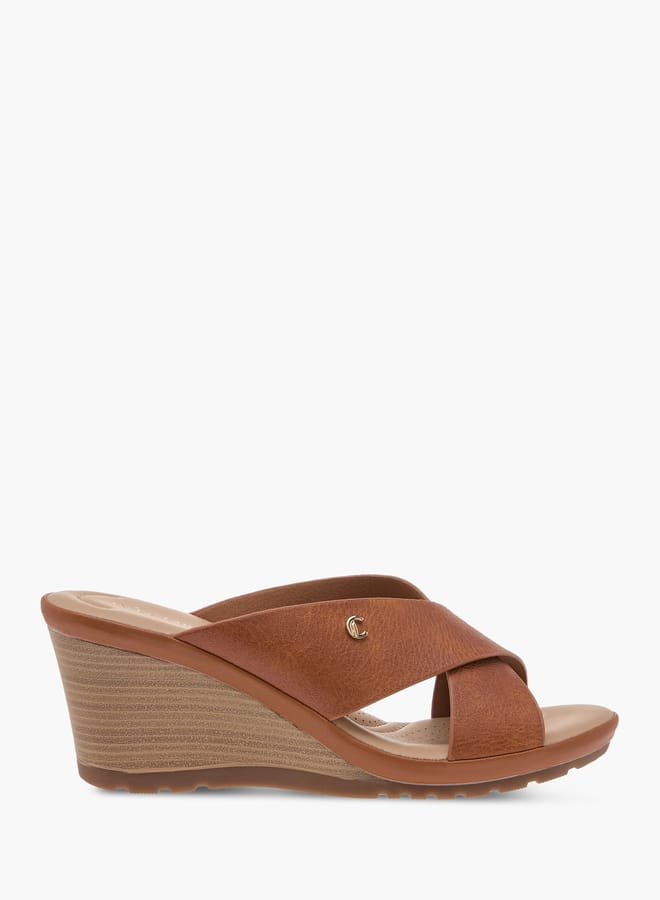 Le Confort Women Cross Strap Slip-On Sandals with Wedge Heels  - Image 3