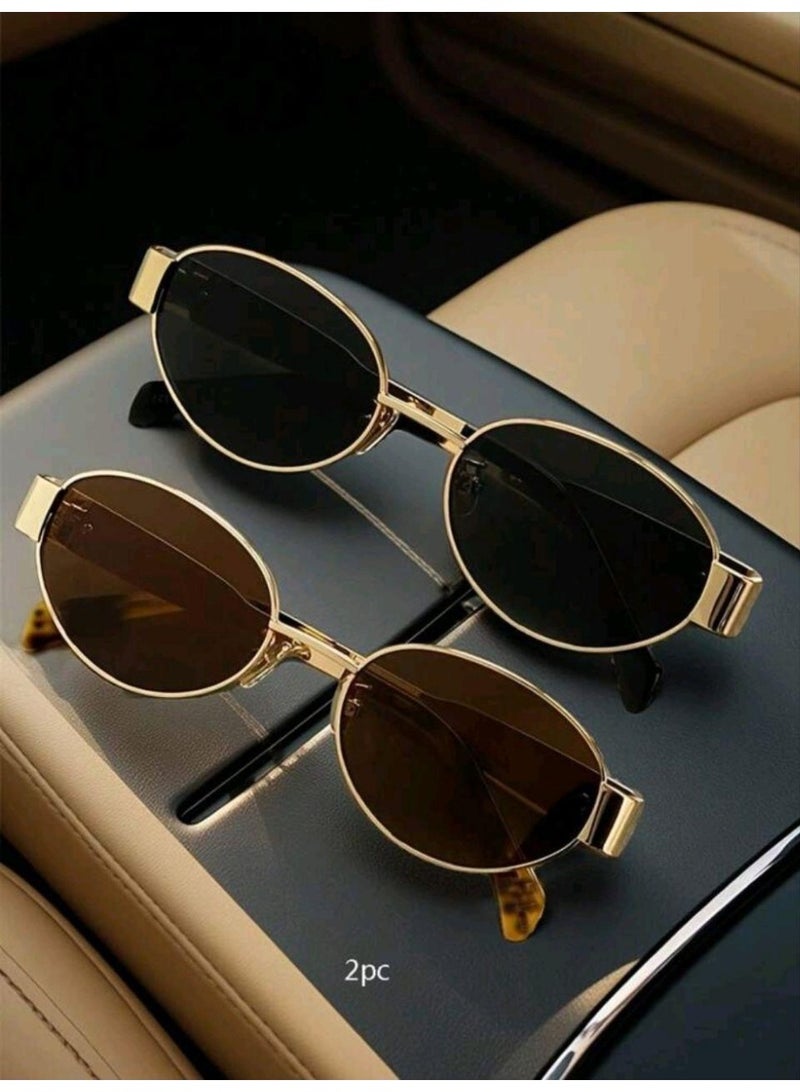 شي إن 2pc Women's Oval Frame Metal - Image 1