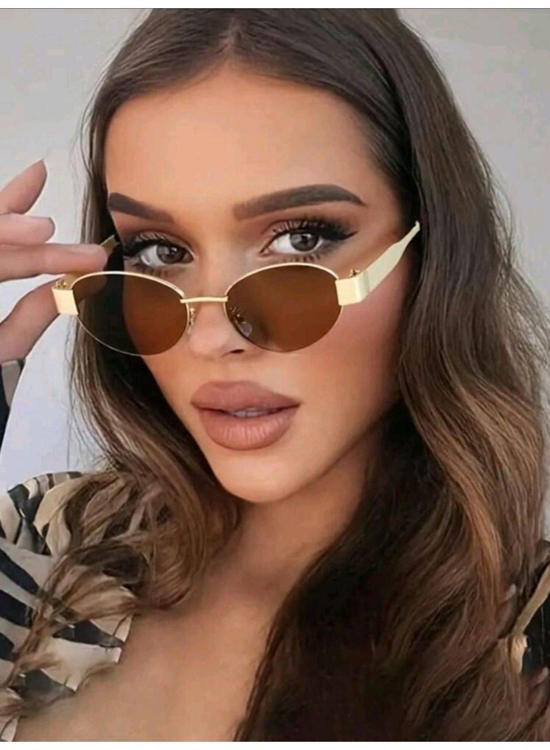 شي إن 2pc Women's Oval Frame Metal - Image 2