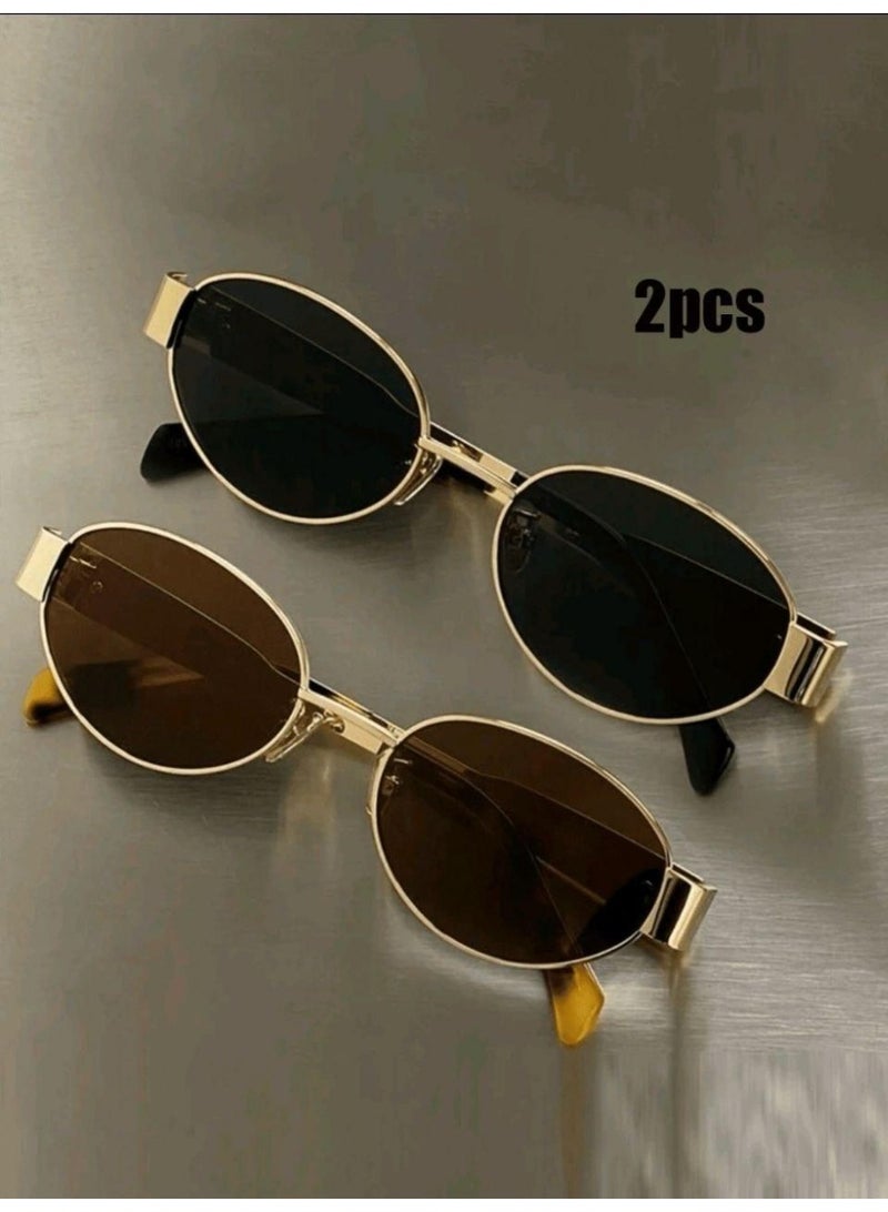 شي إن 2pc Women's Oval Frame Metal - Image 3