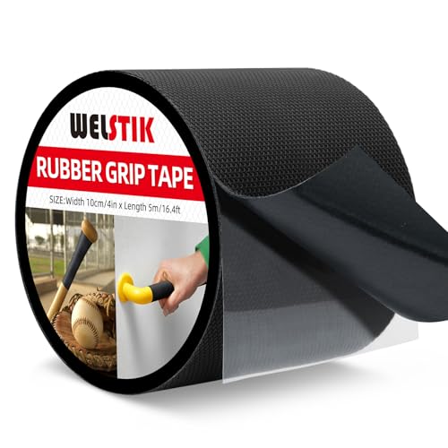 WELSTIK 4" Wide Premium Rubber Grip Tape,Extra Large Non-Slip Adhesive Wrap for Game Controllers,Mouse, Gear & Tools,Soft Shock-Absorbing Texture, Barefoot Friendly Mat for Skateboard, Stairs & Rugs - Image 1