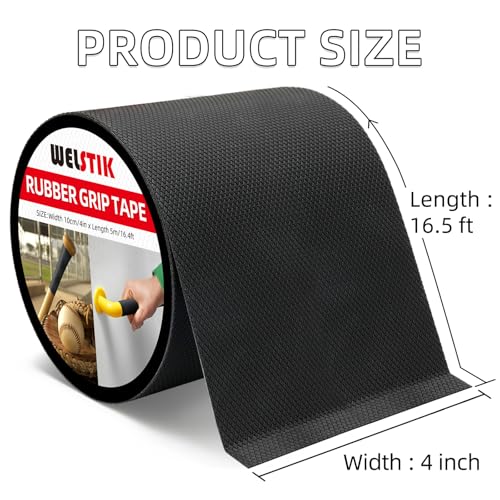 WELSTIK 4" Wide Premium Rubber Grip Tape,Extra Large Non-Slip Adhesive Wrap for Game Controllers,Mouse, Gear & Tools,Soft Shock-Absorbing Texture, Barefoot Friendly Mat for Skateboard, Stairs & Rugs - Image 2