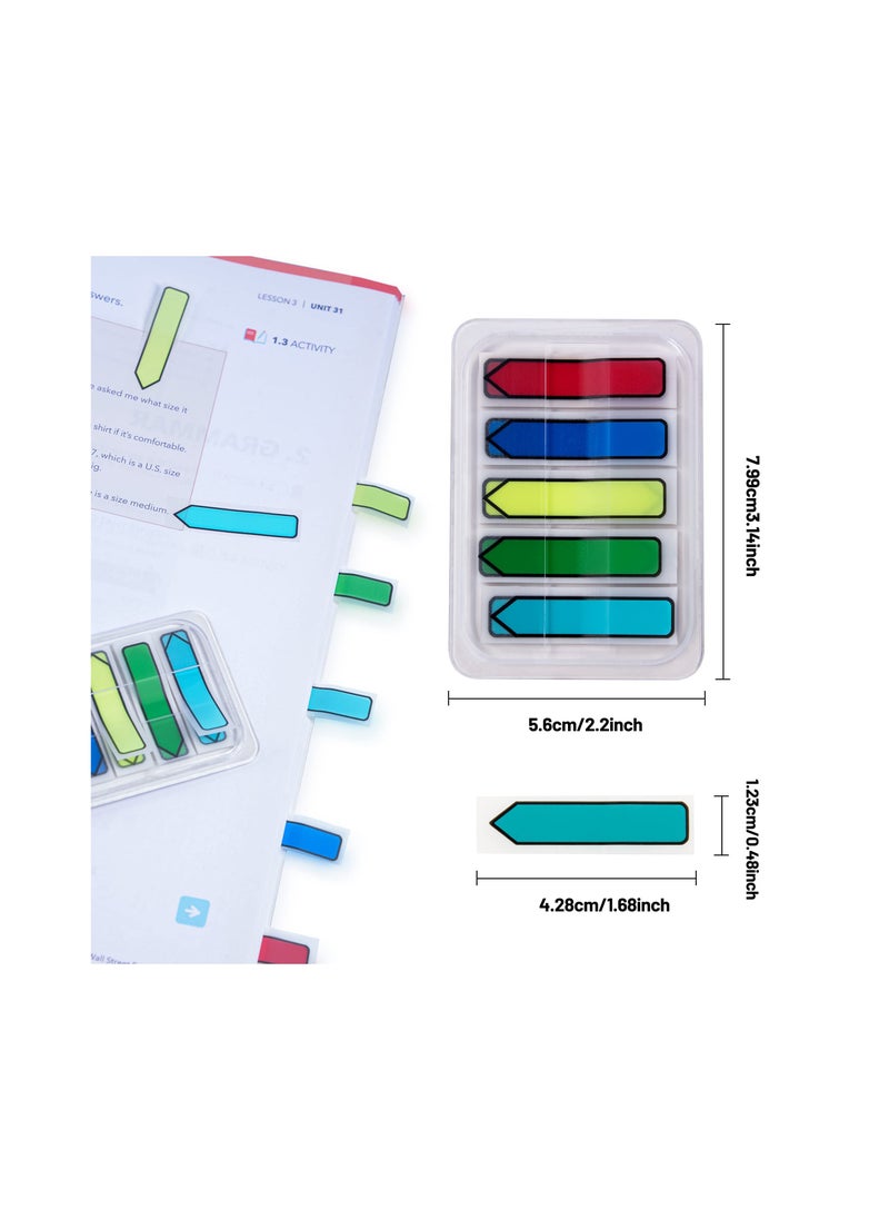 Generic - Colored Sticky Tabs and Transparent Sticky Notes - Fluorescent Index Tab Stickers for Notebooks, Self-Adhesive Arrow Flag Tabs, Pop-up Page Flags (6 Pack) for Easy Organization. - Image 1