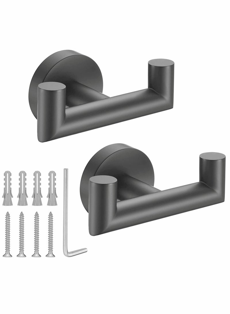 Y&D 2Pack Wall Hooks Heavy Duty Adhesive Stainless Steel Hangers for Bathroom Mounted Waterproof Sticky Robe Keys Hat Calendar Kitchen Home Door - Image 1