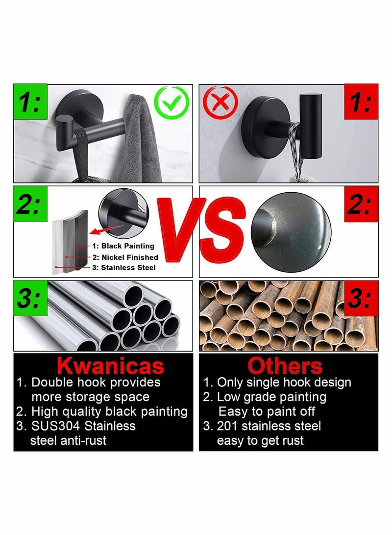 Y&D 2Pack Wall Hooks Heavy Duty Adhesive Stainless Steel Hangers for Bathroom Mounted Waterproof Sticky Robe Keys Hat Calendar Kitchen Home Door - Image 4