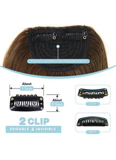 SHINON Thick Side Bangs Clip In Bangs Real Human Hair Bang Fringe Swept Bangs Extensions Clip On Bangs Fashion Natural Look Hairpiece For Girls Light Brown  - Image 5