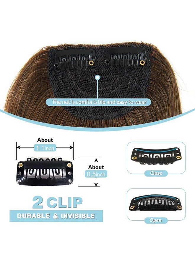 SHINON Thick Side Bangs Clip In Bangs Real Human Hair Bang Fringe Swept Bangs Extensions Clip On Bangs Fashion Natural Look Hairpiece For Girls Light Brown  - Image 5