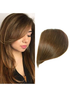 SHINON Thick Side Bangs Clip In Bangs Real Human Hair Bang Fringe Swept Bangs Extensions Clip On Bangs Fashion Natural Look Hairpiece For Girls Light Brown  - Image 2