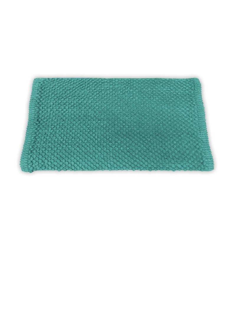 هوم تاون سجادة حمام قطن سادة باللون الأزرق من هوم تاون، 60×90 سم - Image 3