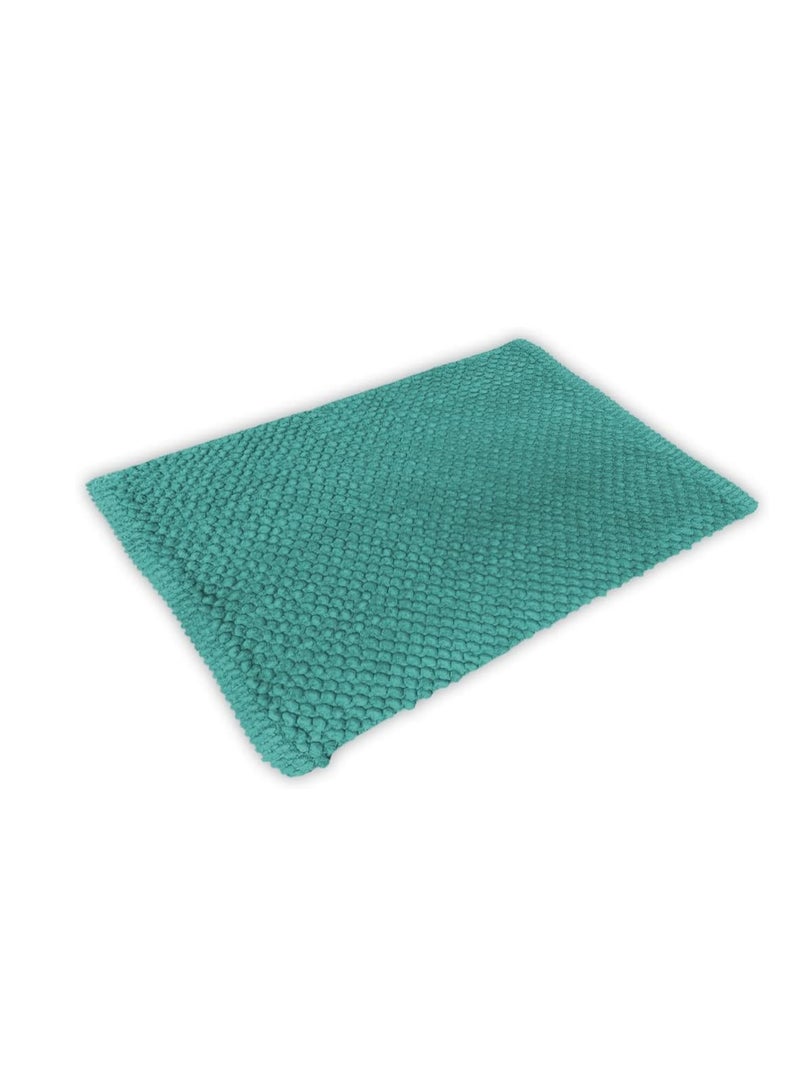 هوم تاون سجادة حمام قطن سادة باللون الأزرق من هوم تاون، 60×90 سم - Image 4
