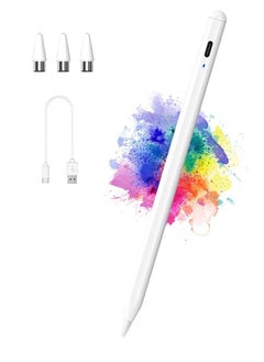 ماركة غير محددة قلم ستايلس لجهاز iPad الجيل التاسع والعاشر، قلم Apple الجيل الثاني، قلم Apple سريع الشحن 2X لجهاز iPad 2018-2023، قلم iPad لجهاز iPad Pro 11/12.9 3/4/5 Gen، iPad Mini 5/6، iPad 6/7/8 , آيباد إير 3/4/5، أبيض  - Image 1