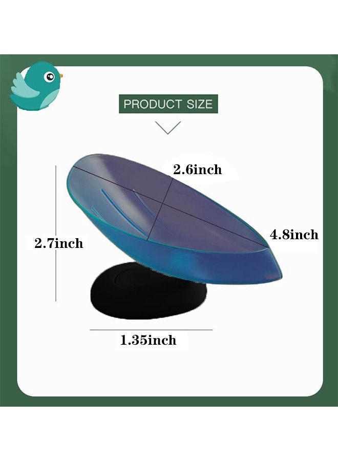 2 Pcs 360° Rotatable Bird Sponge Soap Dish Holder, Leaf Shape Self Draining PP Material Frosted Soap Bar Tray with Suction Cup, Shower Kitchen Sink Soap Holder (Green+Blue)  - Image 2