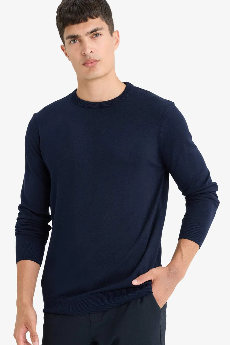 Defacto Regular Fit Crew Neck Basic Plain Premium Knit Pullover