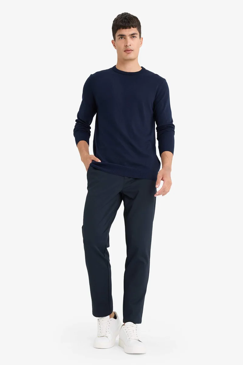 Defacto Regular Fit Crew Neck Basic Plain Premium Knit Pullover