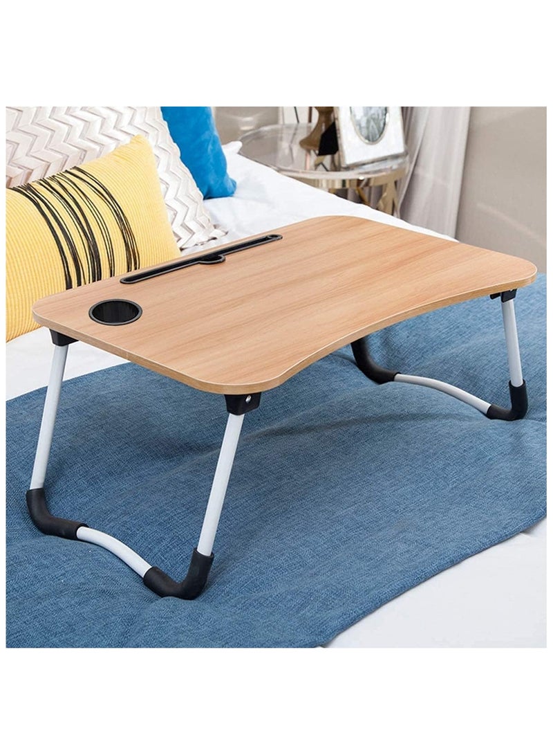 Foldable Laptop Desk with Tablet Slot and Cup Holder, Portable Bed Tray for Dorms, Eating, Working, and Watching Movies in Bed - Image 5