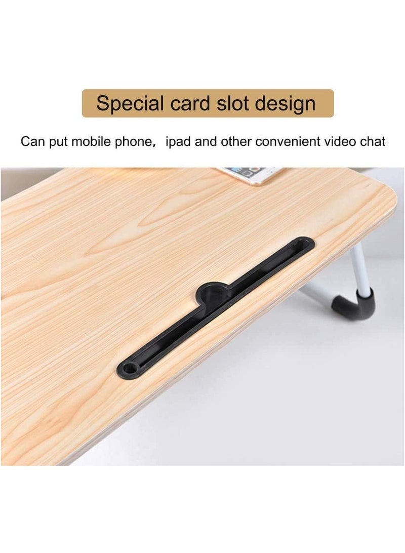 Foldable Laptop Desk with Tablet Slot and Cup Holder, Portable Bed Tray for Dorms, Eating, Working, and Watching Movies in Bed - Image 3