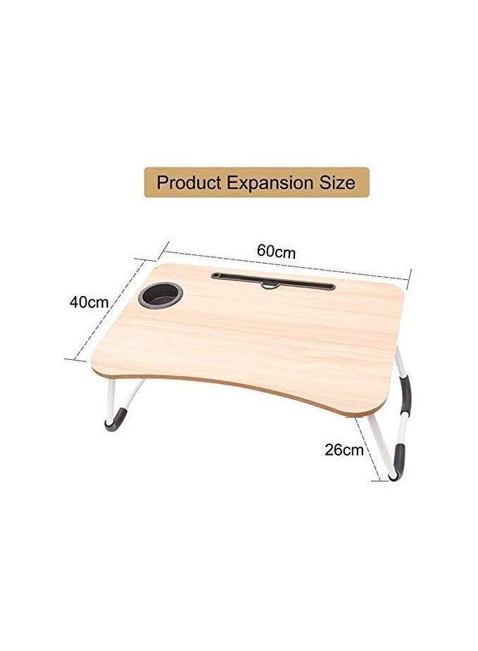 Foldable Laptop Desk with Tablet Slot and Cup Holder, Portable Bed Tray for Dorms, Eating, Working, and Watching Movies in Bed - Image 2