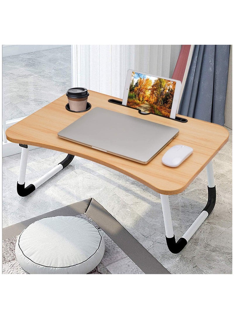 Foldable Laptop Desk with Tablet Slot and Cup Holder, Portable Bed Tray for Dorms, Eating, Working, and Watching Movies in Bed - Image 4