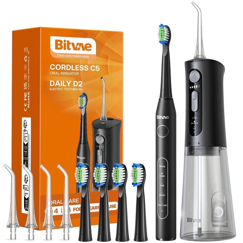 Bitvae Water Dental Flosser Teeth Picks - Cordless Portable Flosser for Teeth, 5 Modes Sonic Electric Toothbrush, Upgraded Water Dental flosser Pick - Image 1