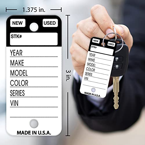 Versa-Tags 250 Tear-Proof Vinyl Poly Car Key Tags with Split Rings Included and Two Markers Heavy-Duty Write-On Design (Black) - Image 2