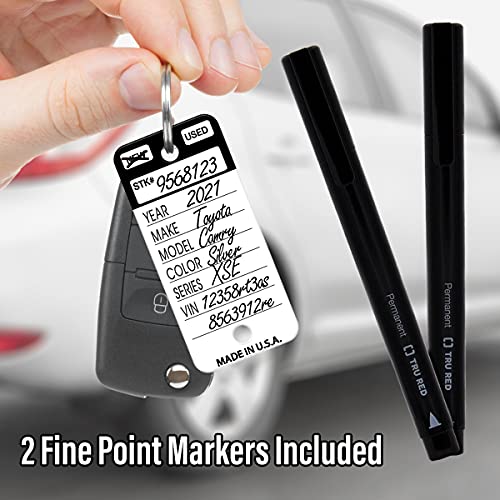 Versa-Tags 250 Tear-Proof Vinyl Poly Car Key Tags with Split Rings Included and Two Markers Heavy-Duty Write-On Design (Black) - Image 4